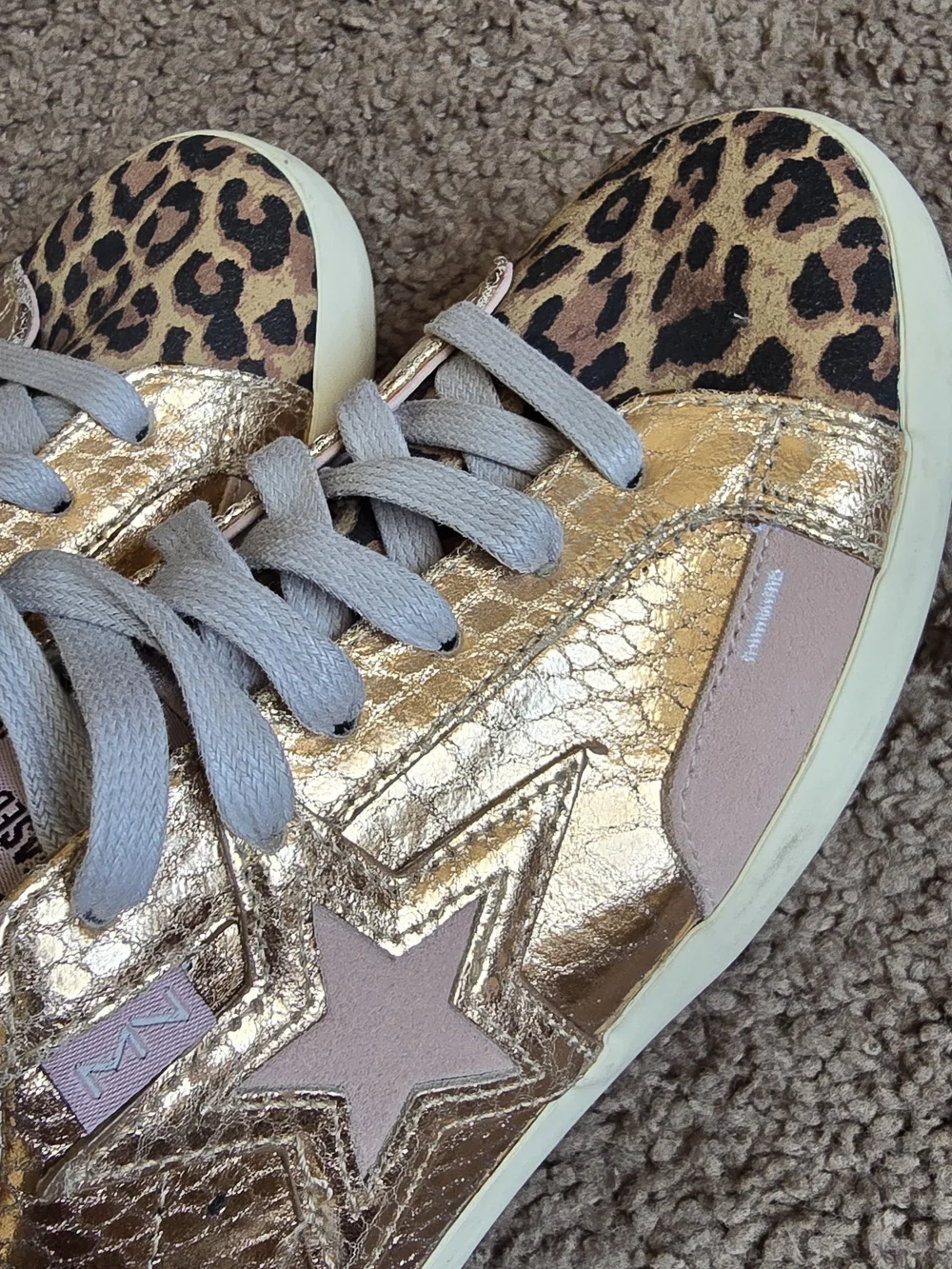 Skechers Pink and Rose Gold Leopard Accent Women's Sneakers - Picture 6 of 6
